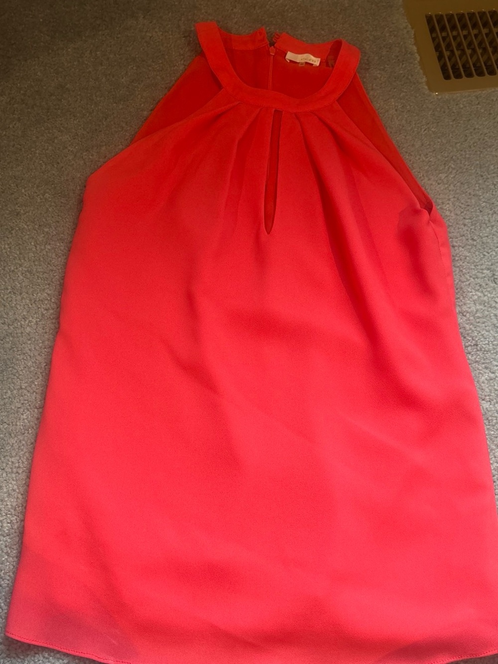 ecru Coral Pink Halter Neck Sleeveless Blouse
